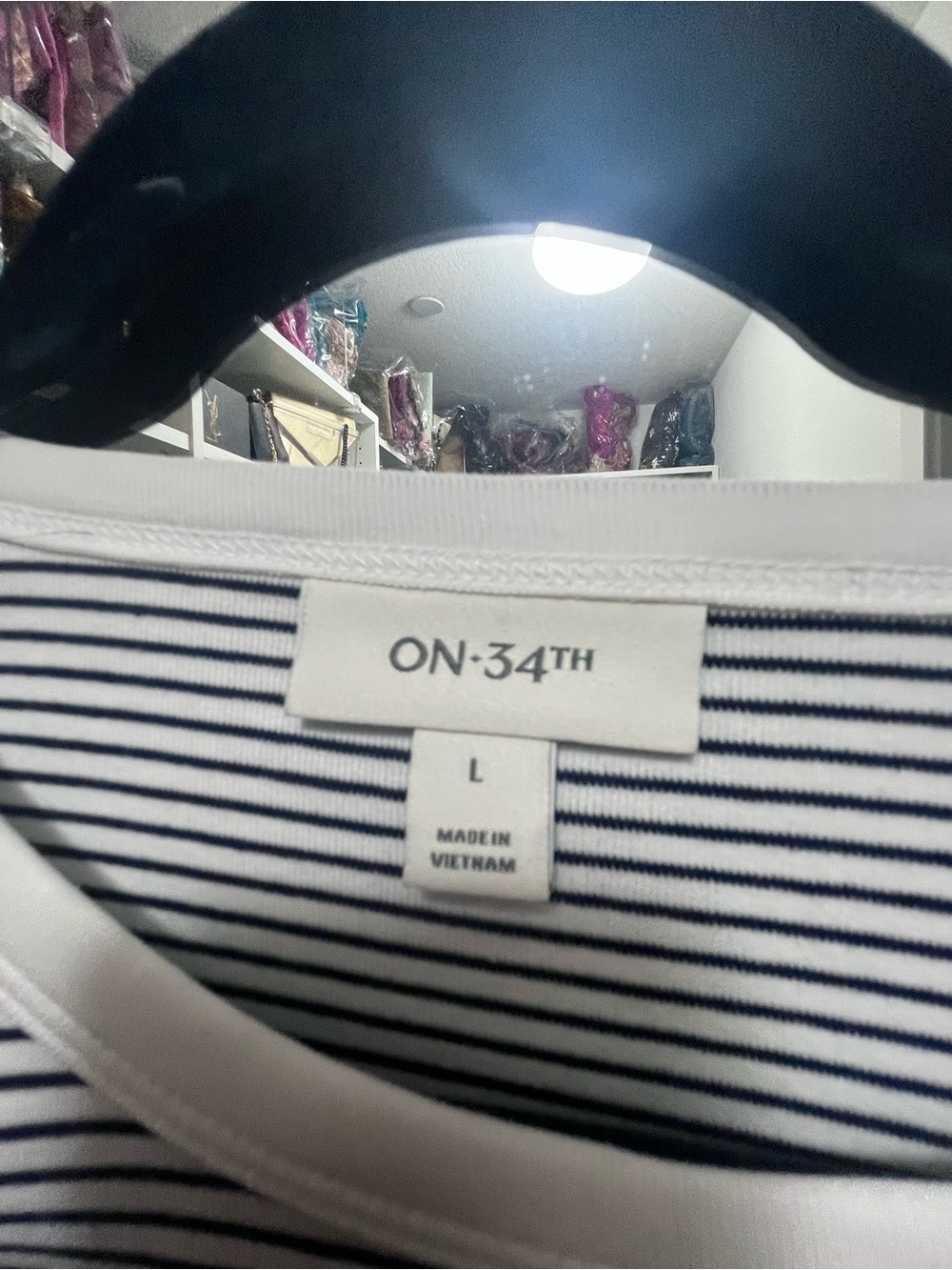 On 34th Macys Striped 'Très Bien' Graphic Tee graphic tee large L - Picture 2 of 3